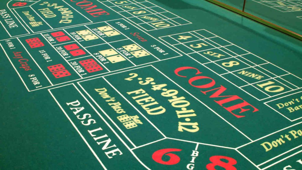 Disposición de la mesa en Craps.